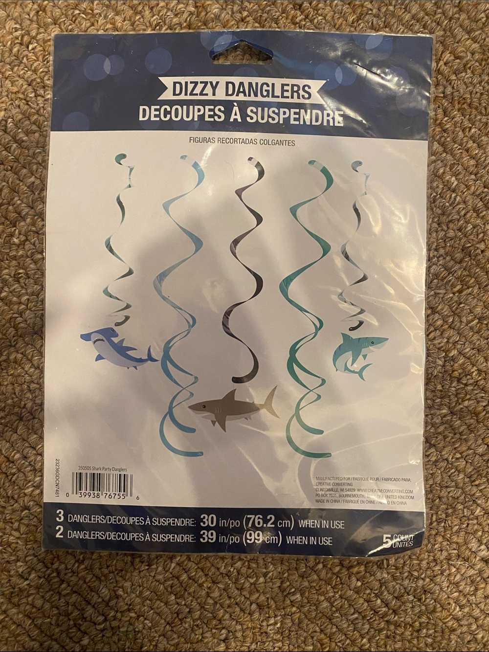 Shark Spiral Hanging Decorations - Blue/Teal